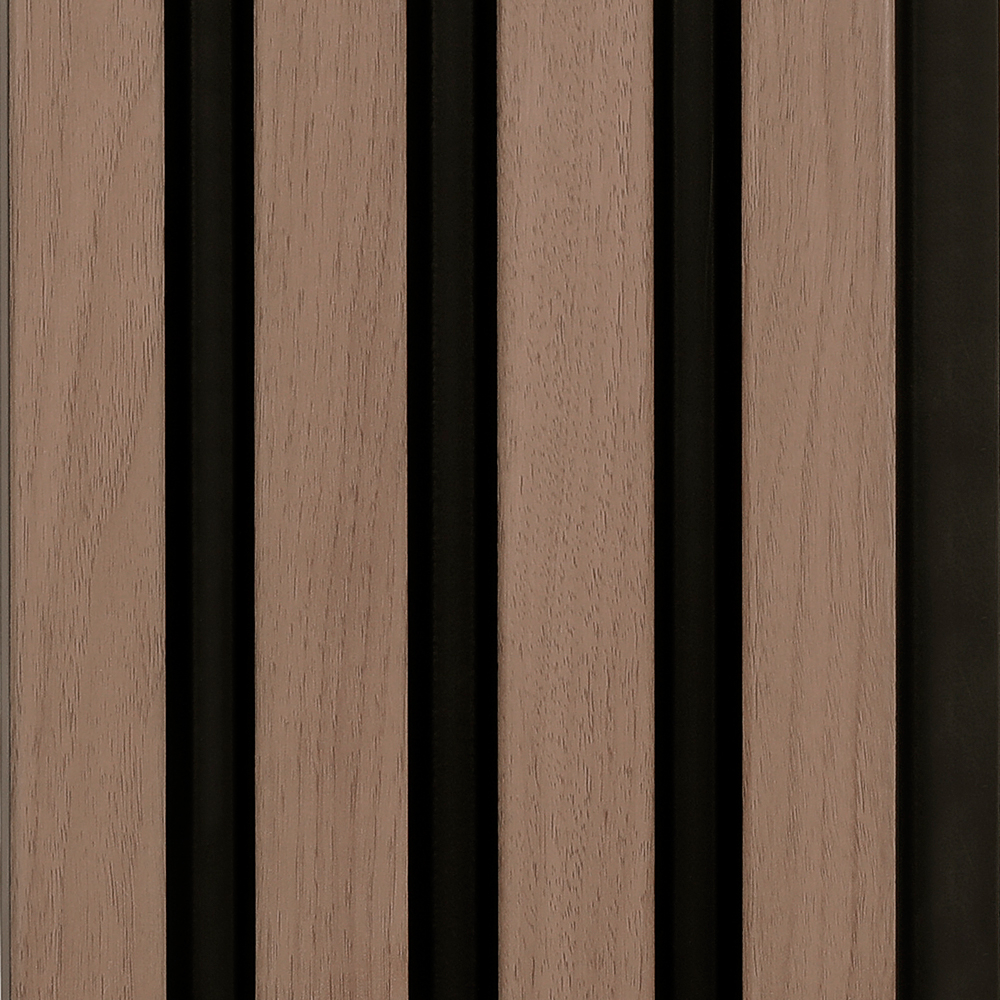 Walnut & Black Waterproof Slatwall Panel Multipack - 3 * 2400x170mm Panels