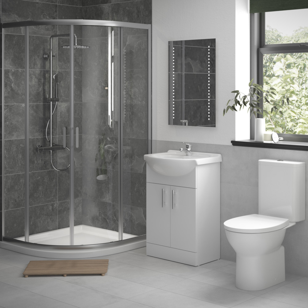 Watervale Full Bathroom Suite with 900mm 2 Door Easy-Fit Quadrant & Tray