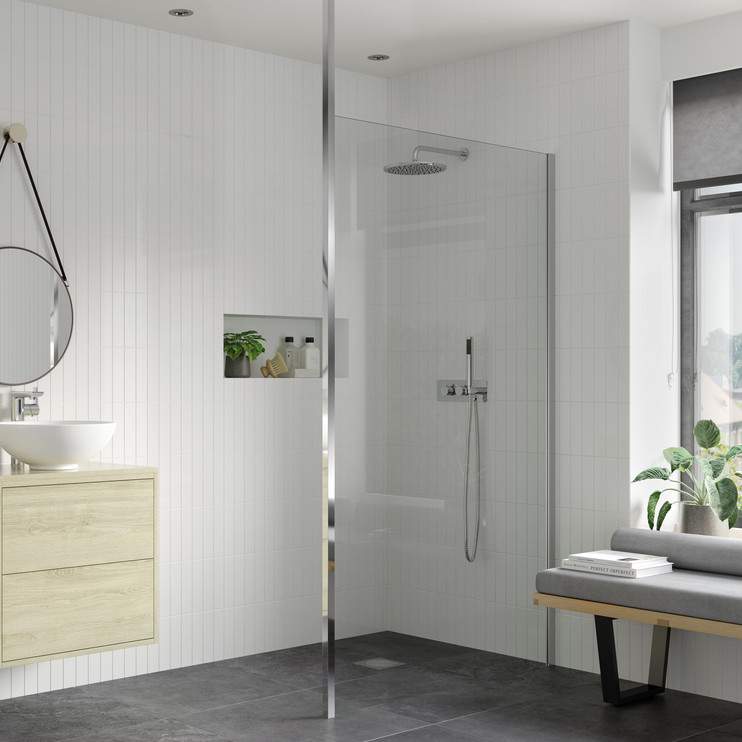 Supreme 900mm Wetroom Panel & Floor-to-Ceiling Pole