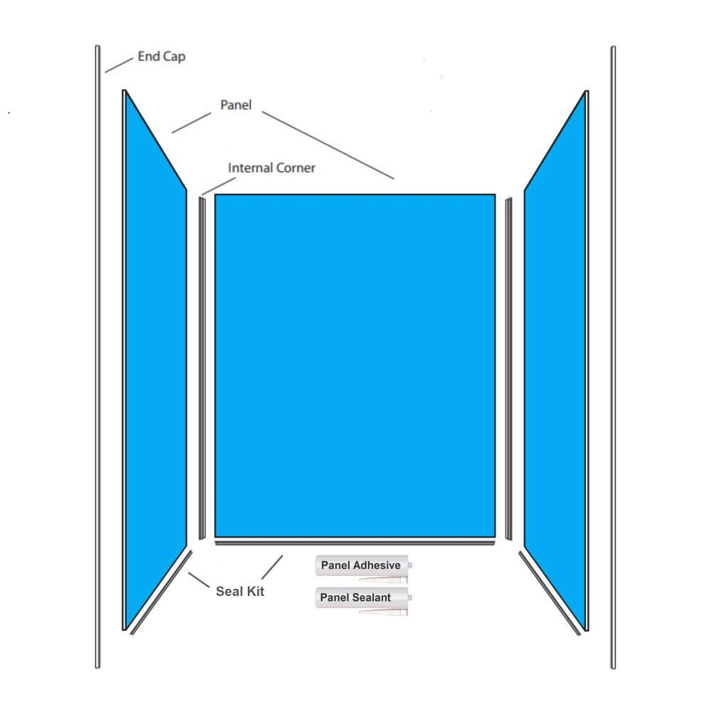 Wetwall Classic Three Sided Shower Kit - 900 x 900 x 900mm