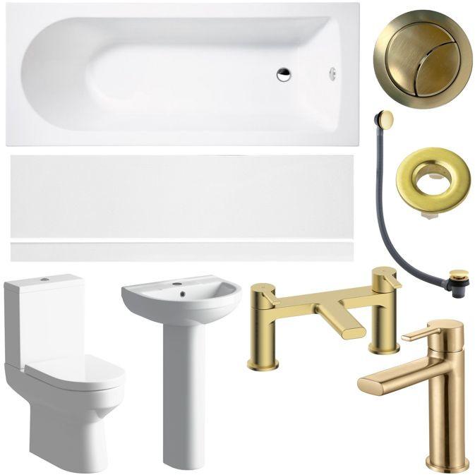 Whistle Full Bathroom Suite with Brushed Brass Finishes