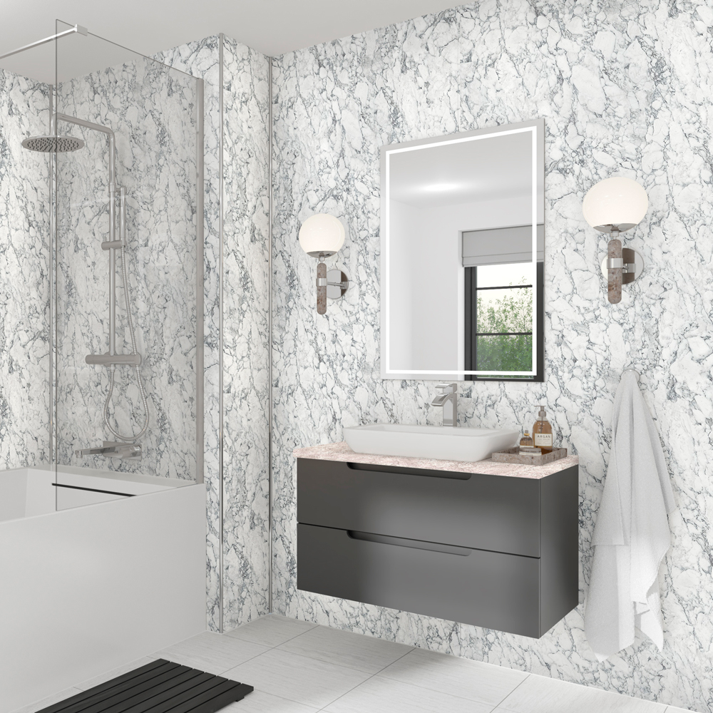 White Marble Wetwall Mermaid Plywood Bathroom Wall Boards