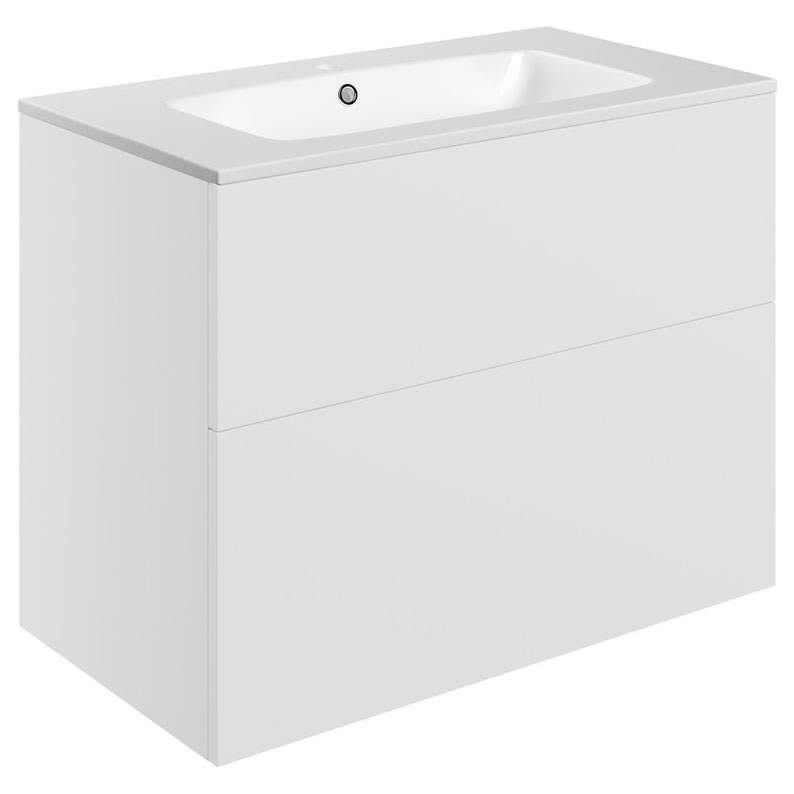 Shetland 815mm Matt White 2 Drawer Wall Hung Vanity Unit