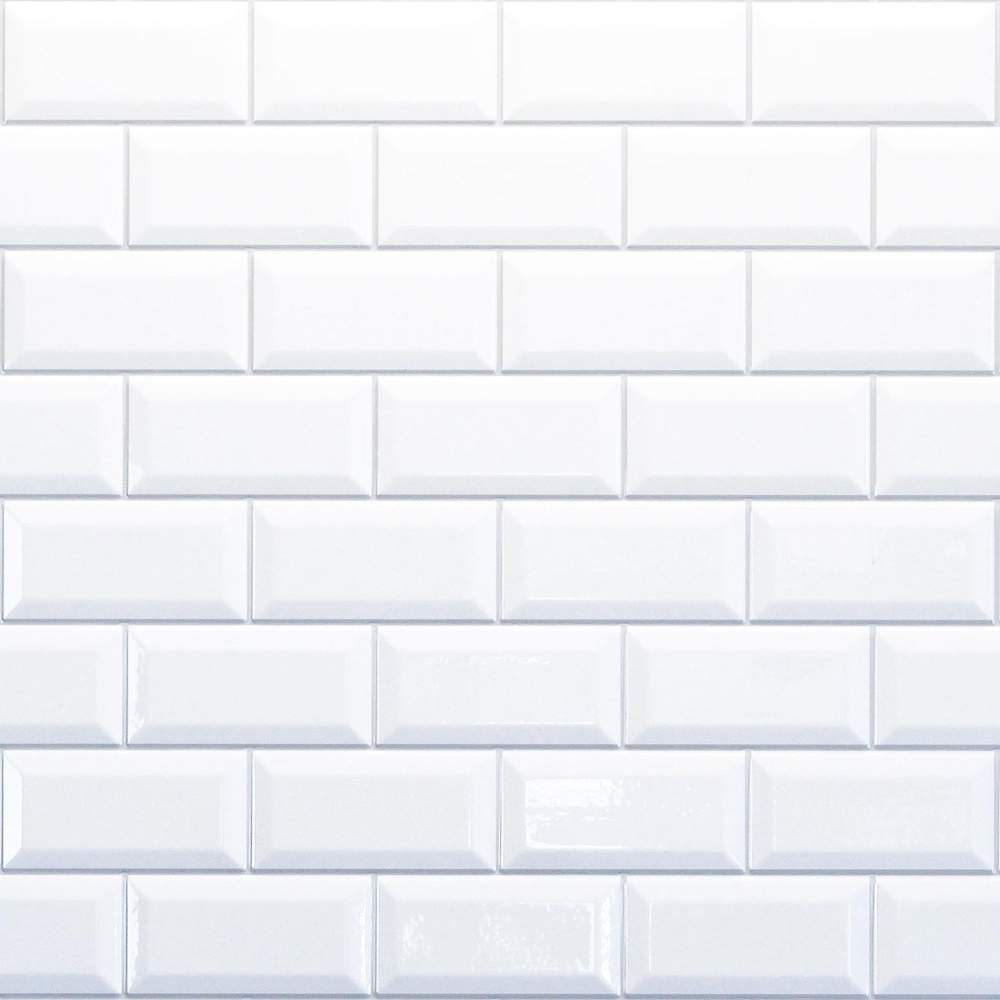 White Bevelled Metro Reflect Tile Wall Panels