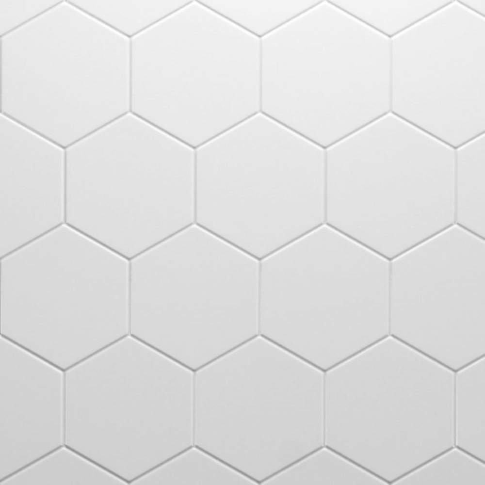 White Hexagon Reflect Tile Wall Panels