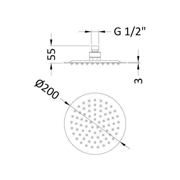 Nuie Round 200mm Shower Head Brushed Brass, A8082, Rubberduckbathrooms