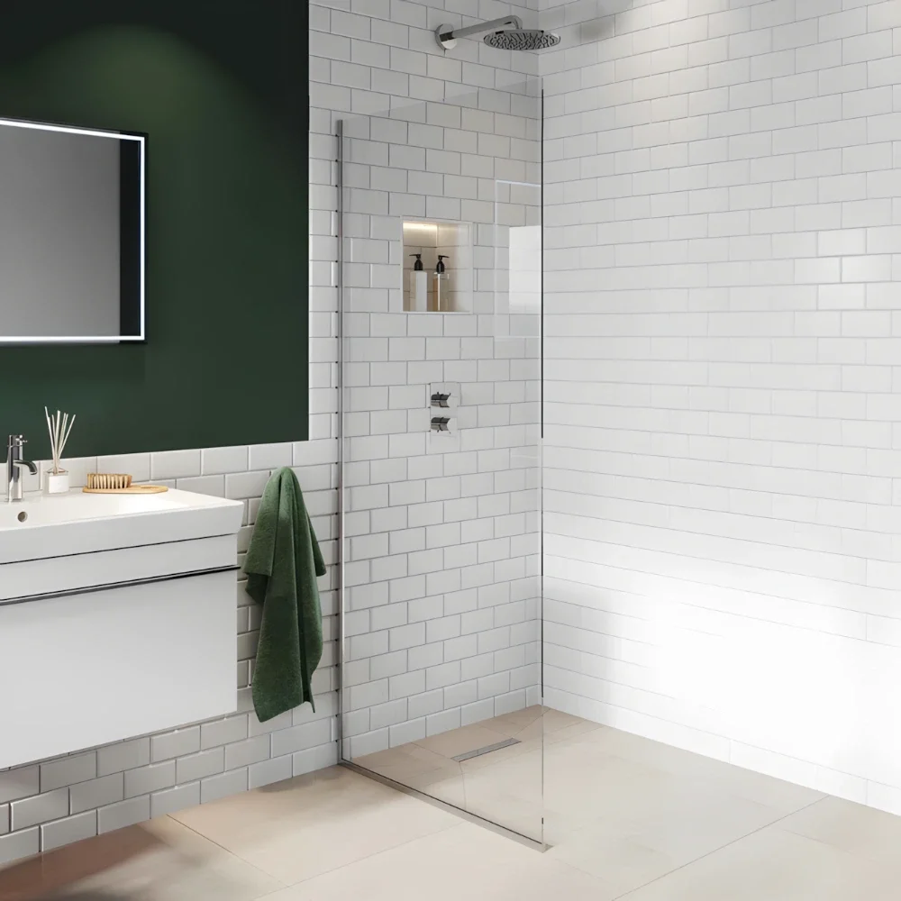 Abacus 10mm X Series Wetroom Glass Panel with Chrome Profile