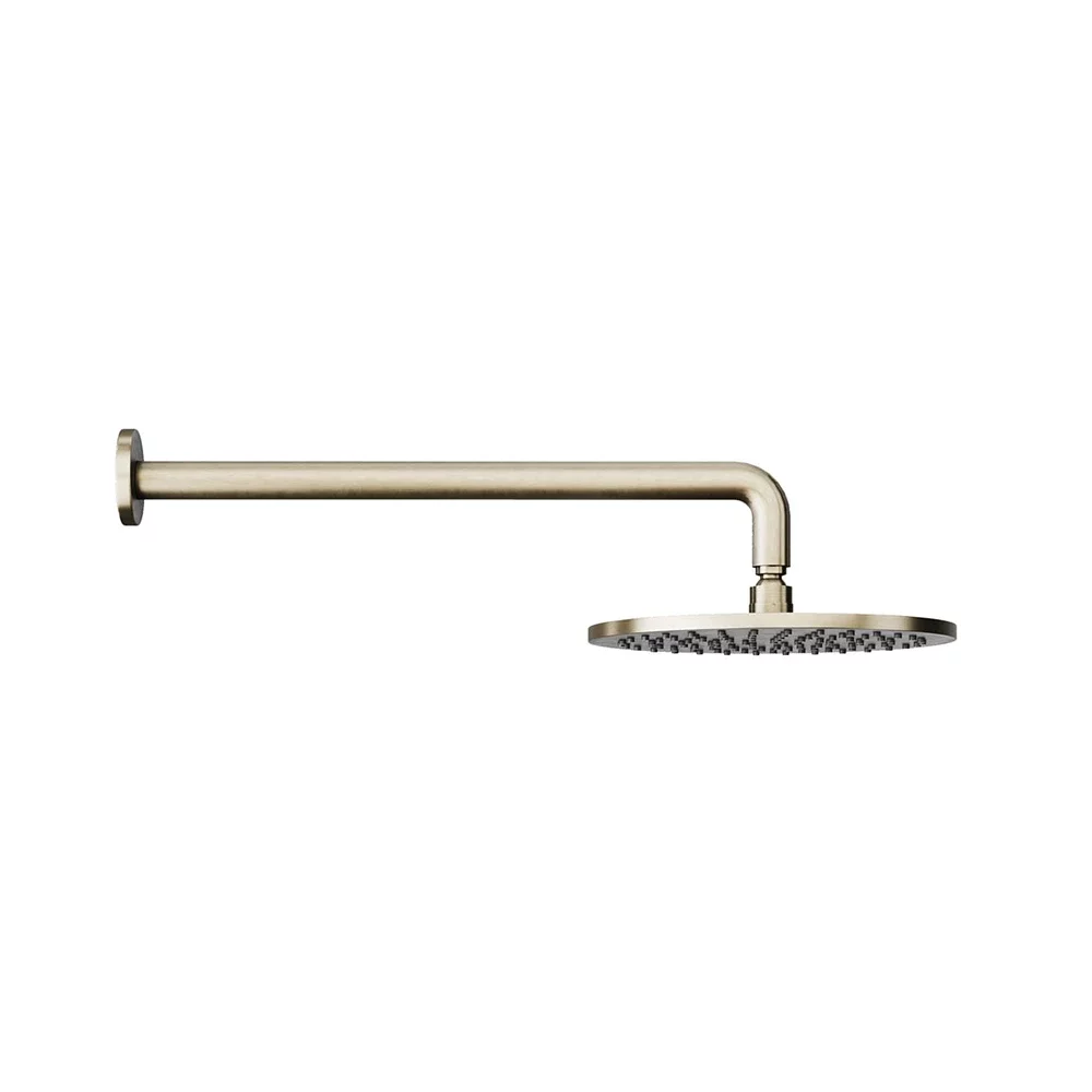Abacus Brushed Nickel 250mm Round Shower Head and Wall Arm