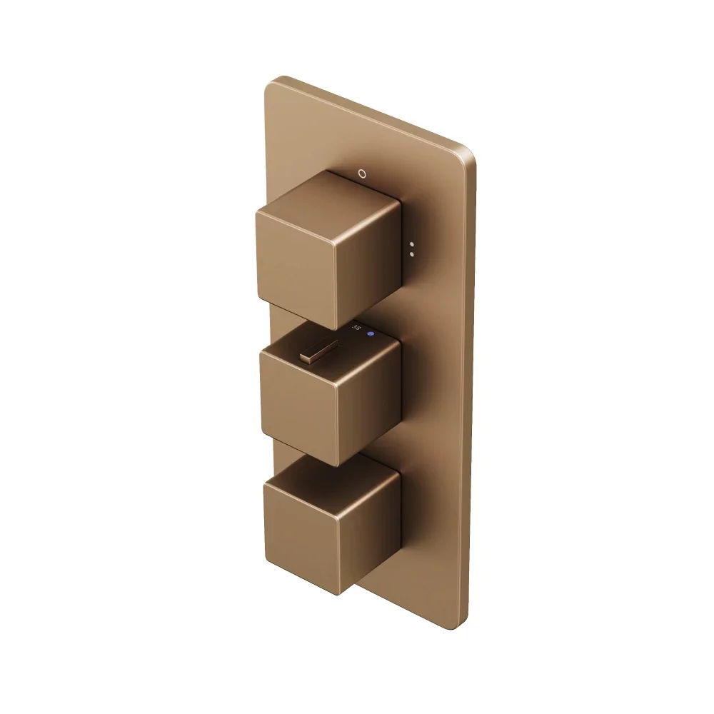 Abacus EZ Box 3.0 Brushed Bronze 3 Way Shower Valve with Square Handles