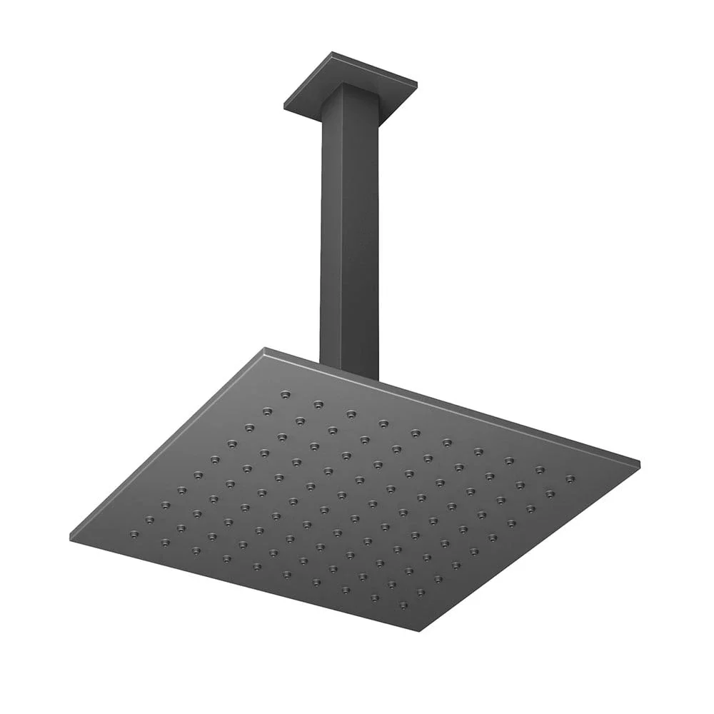 Abacus Matt Anthracite 250mm Square Shower Head and Ceiling Arm