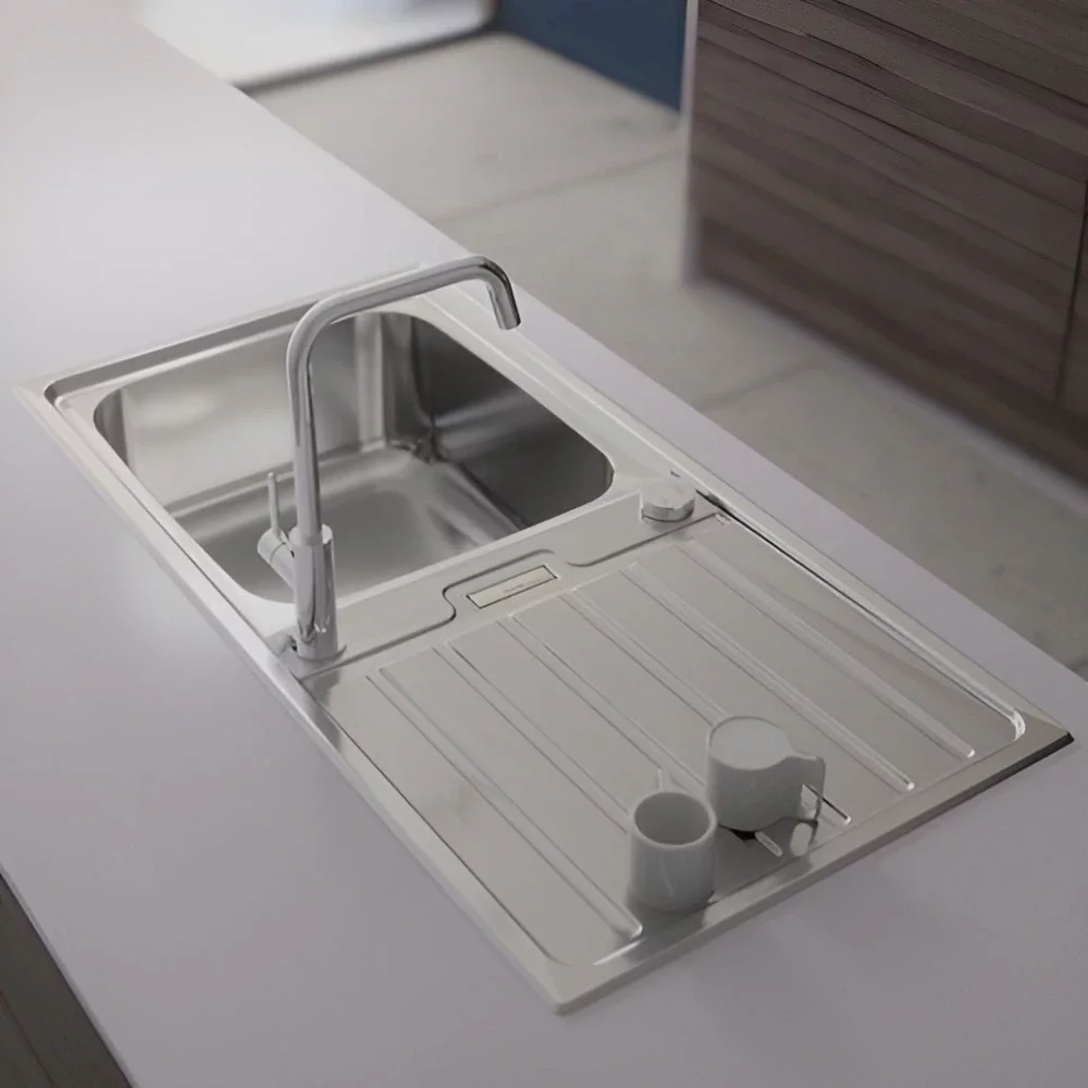 Abode Neron 1 Bowl & Drainer Inset Stainless Steel Kitchen Sink