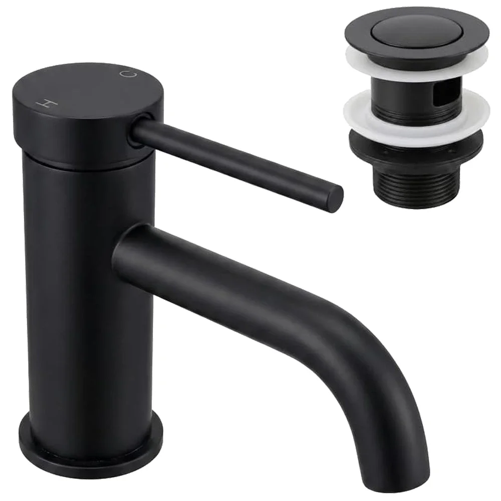 Anatra ECO Mono Basin Mixer & Slotted Push Button Waste - Matt Black