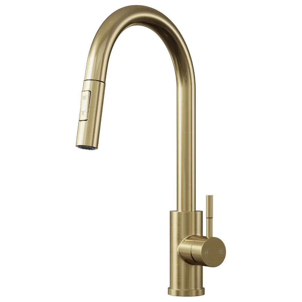 Anatra ECO Pull-Out Kitchen Mixer Tap with Swivel Spout - Brushed Brass