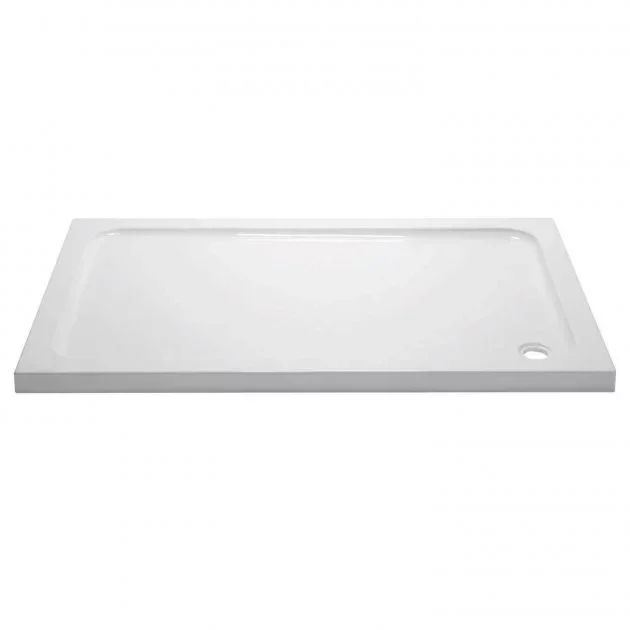 April Stone Resin White 900 x 800mm Rectangular Shower Tray