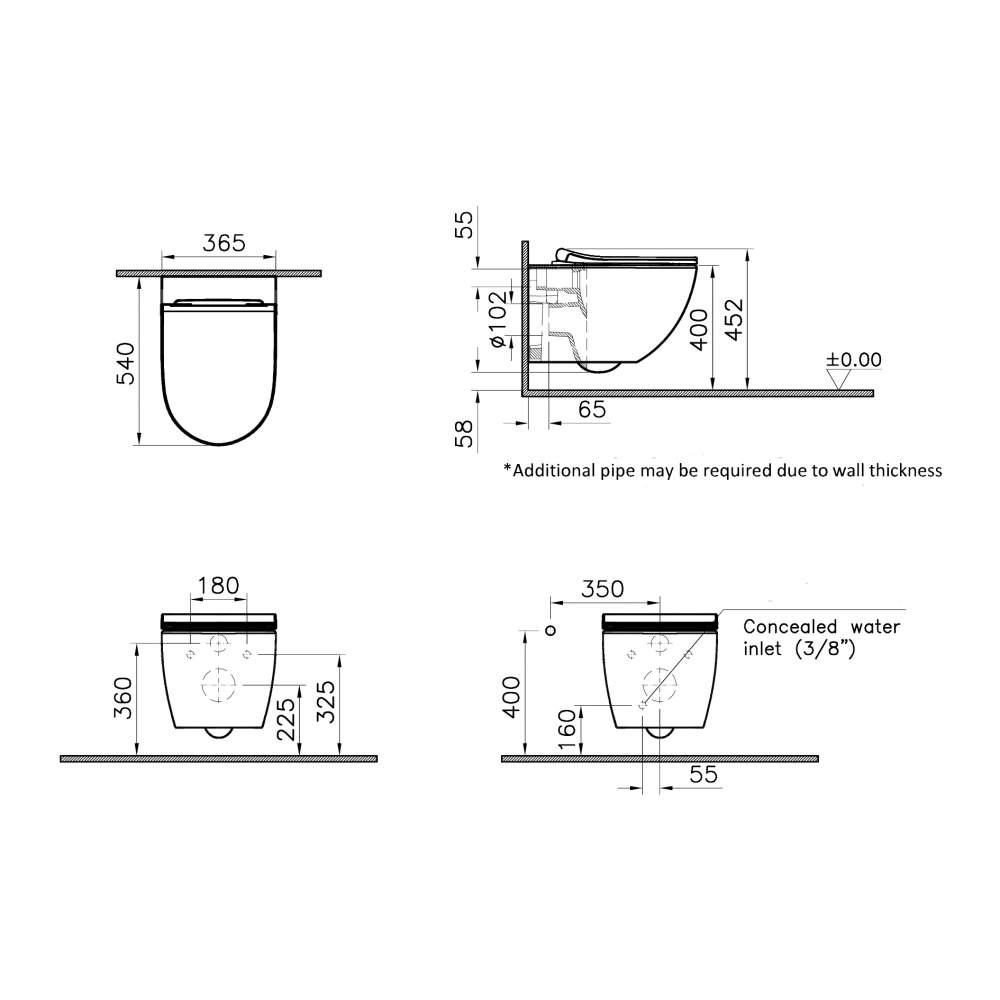 VitrA Aquare Sento Wall Hung Bidet Toilet
