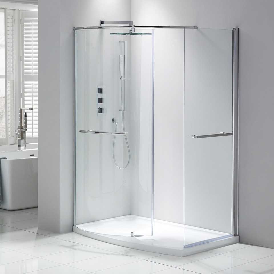 Purity Closing Walk-in Shower Enclosure Inc Tray - 1350 x 900mm - Aquaglass - CLEARANCE
