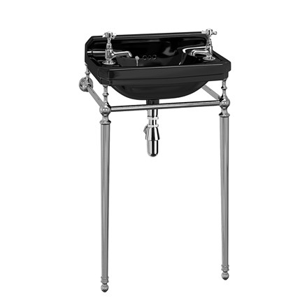 Burlington Jet Edwardian 515mm Cloakroom Basin & Washstand - Jet Black