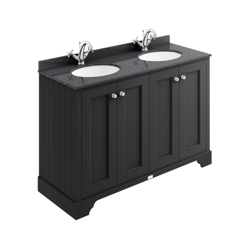 Bayswater 1200mm 4-Door Traditional Basin Cabinet - Matt Black