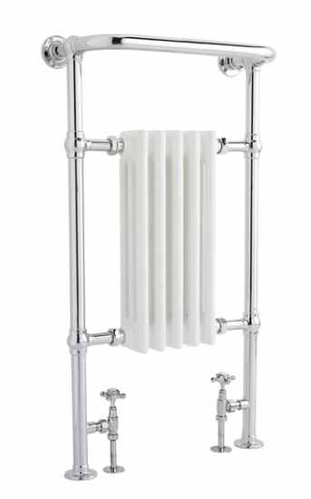 Bayswater Clifford 965 x 540mm Traditional Towel Rail - White & Chrome