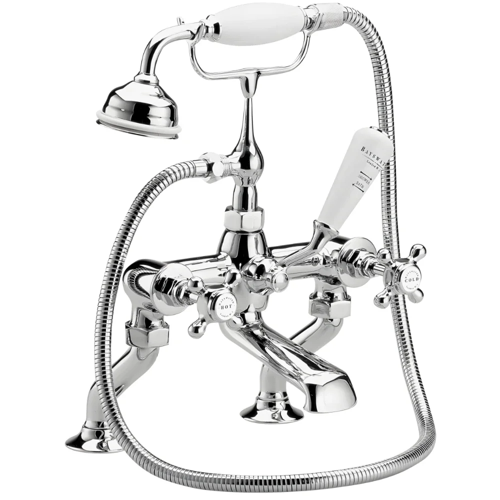 Bayswater Hex Bath Shower Mixer - White/Chrome