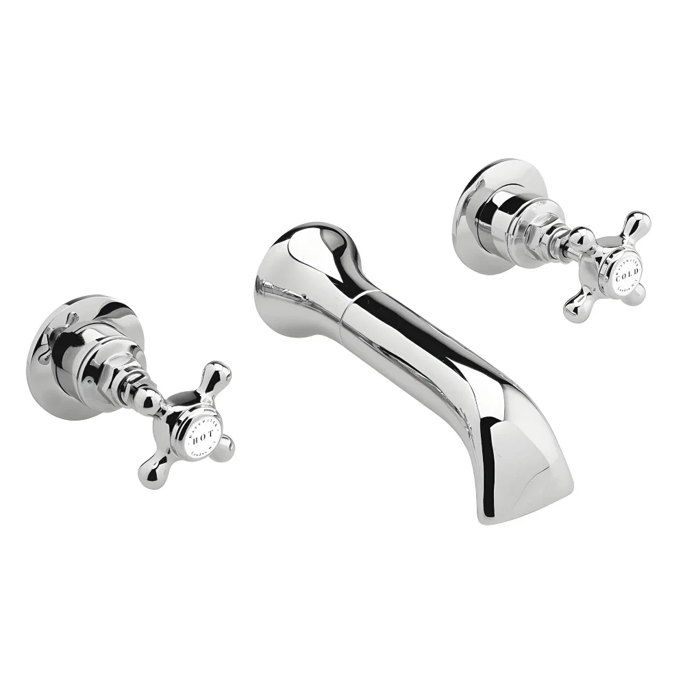 Bayswater 3 Hole Hex Bath Mixer Taps - White/Chrome