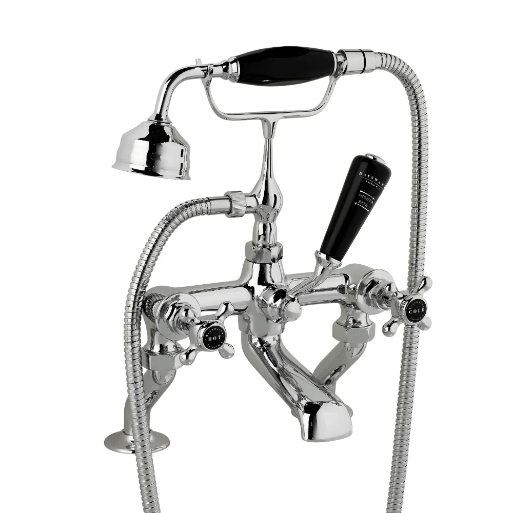 Bayswater Hex Bath Shower Mixer - Black/Chrome