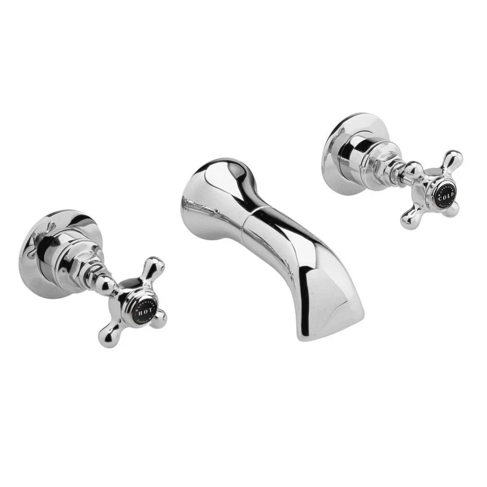 Bayswater Black And Chrome Wall Mounted Basin Mixer Tap