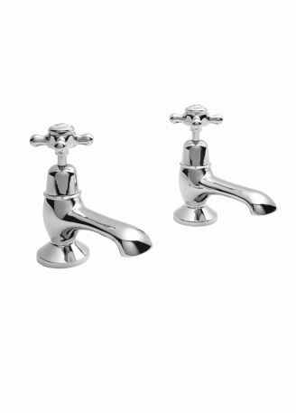 Bayswater Crosshead Hex Bath Pillar Taps - White/Chrome