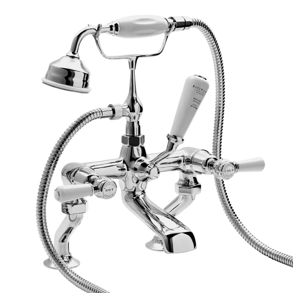 Bayswater Lever Dome Bath Shower Mixer - White/Chrome