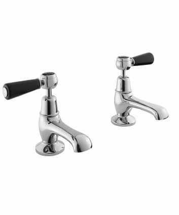 Bayswater Lever Dome Basin Pillar Taps - Black/Chrome