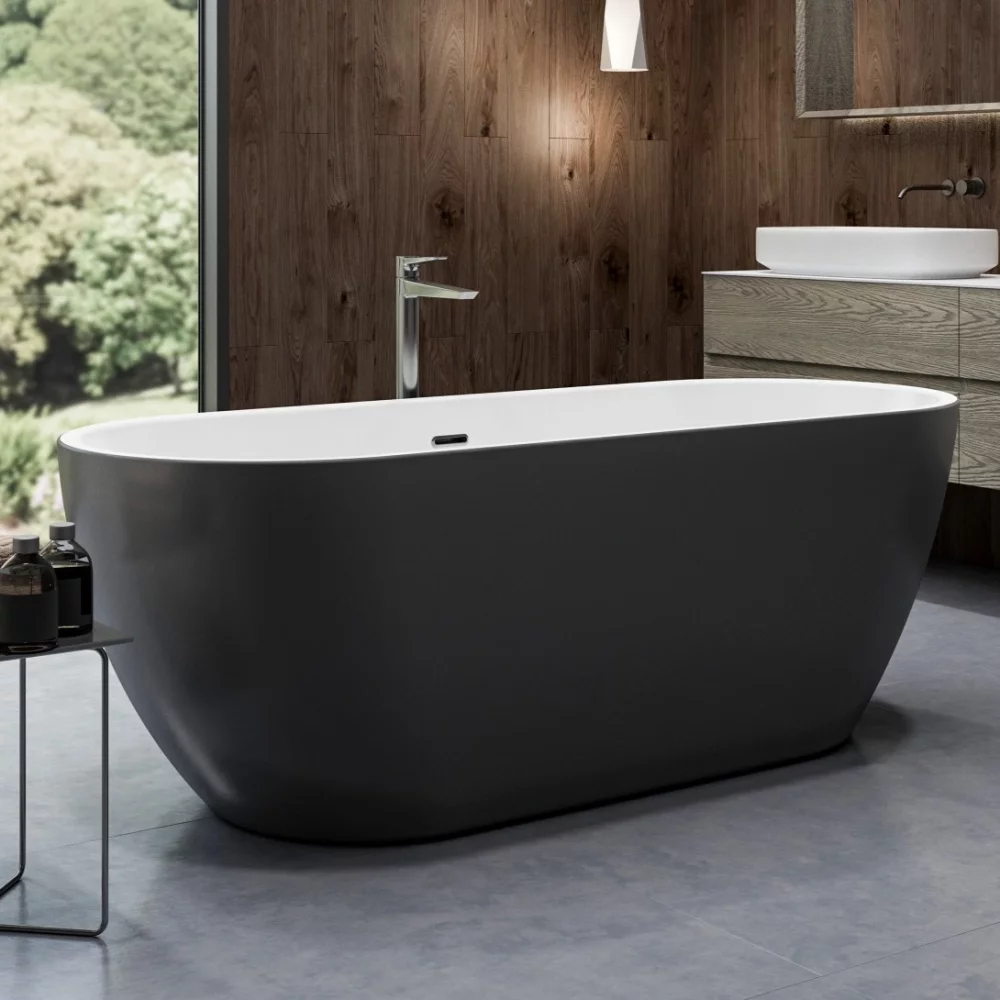Charlotte Edwards Belgravia Matt Black 1700 x 670 Modern Freestanding Bath