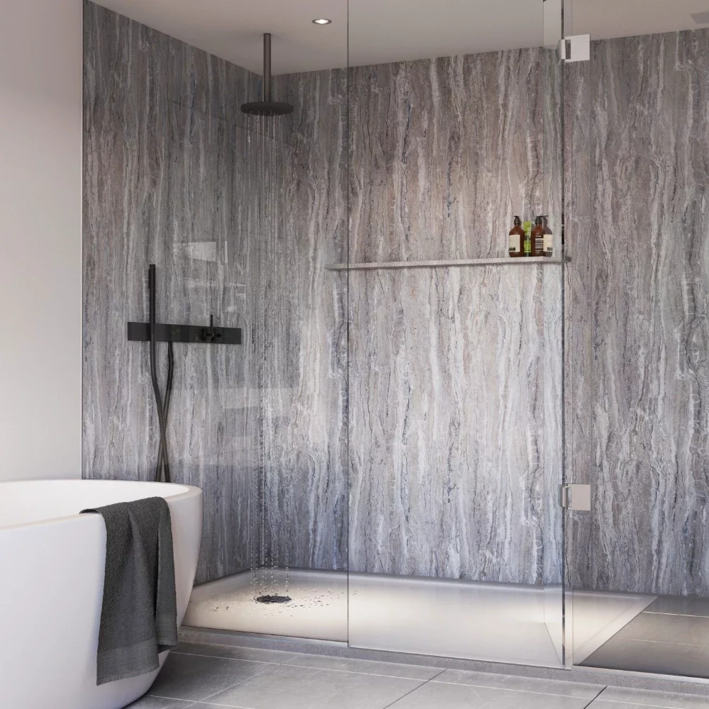 Showerwall Blue Toned Stone Laminate Shower Panels - Plywood Core