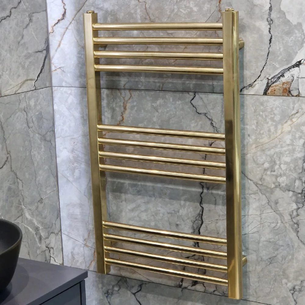 Giavani Brushed Brass Bathroom Towel Radiator 500 x 800mm