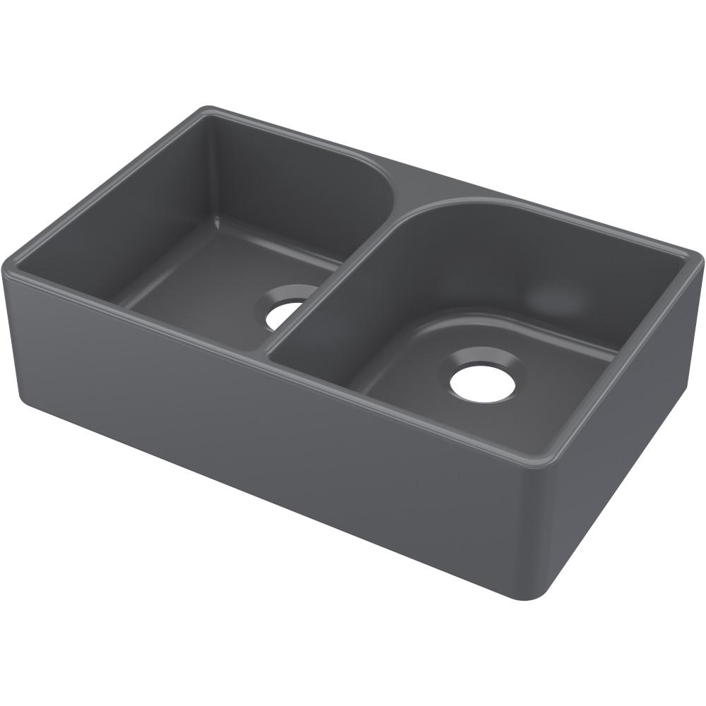 NUIE Black Butler Double Sink Full Weir 795 x 500 x 220mm