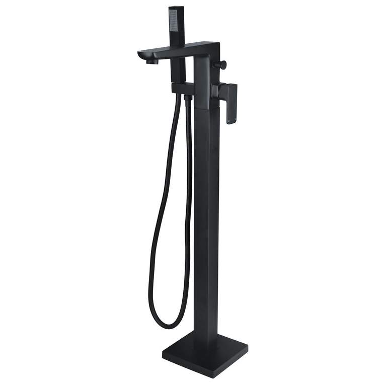 Buff Floor Standing Bath Shower Mixer - Matt Black