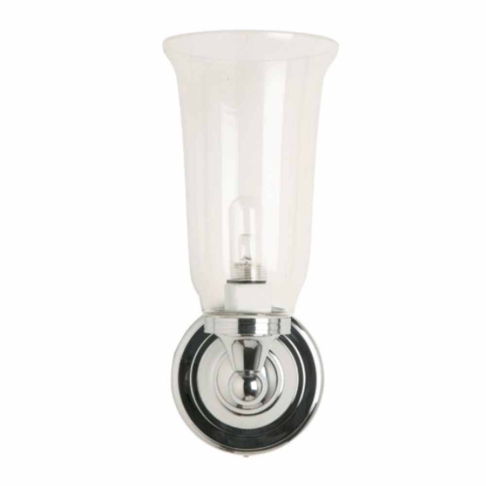 Burlington LED Bathroom Round Wall Light - Chrome Base & Clear Glass Vase Shade - BL14