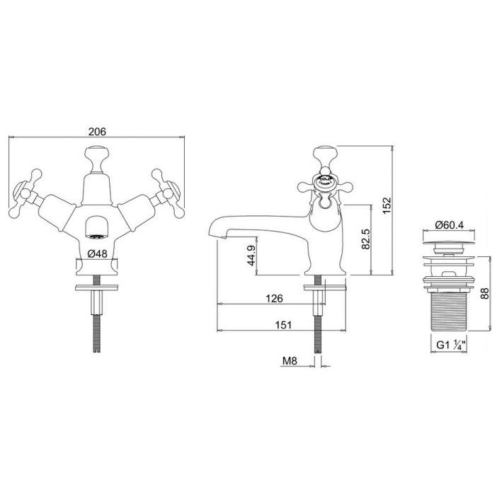 Burlington Claremont Gold Traditional Mono Basin Tap,Burlington