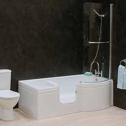 Calypso Walk-in Shower Bath - Easy Access Bath Including Front Panel (1675 x 850/750mm) Mantaleda