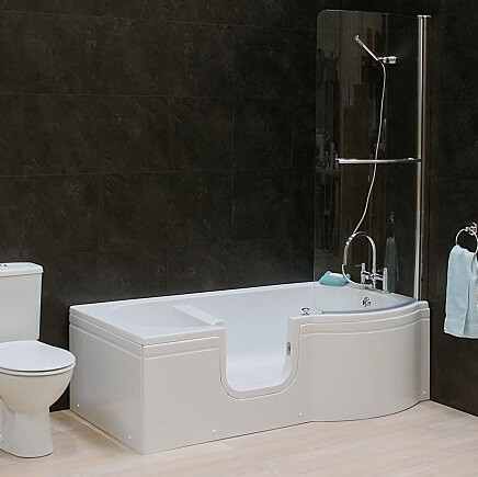 Calypso Walk-in Shower Bath - Easy Access Bath Including Front Panel (1675 x 850/750mm)