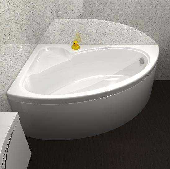 Carron Dove - Carronite - Offset Corner Bath - 1550 x 950mm