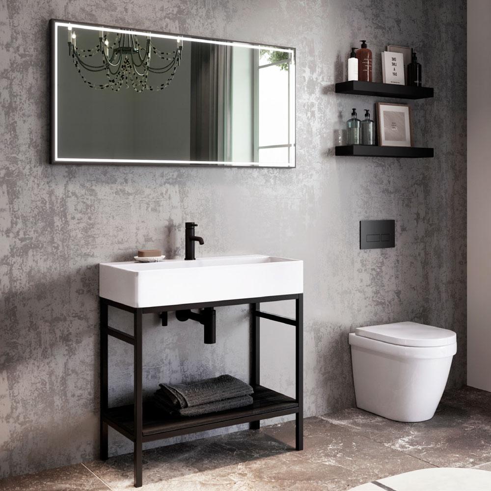 Abacus Concept Noir 800mm Black Washstand & 1 Tap Hole Basin