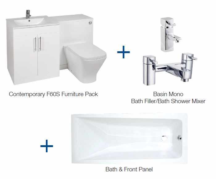 Contemporary F60S Furniture Bathroom Suite Inc 1700mm SE Bath - Frontline Bathrooms
