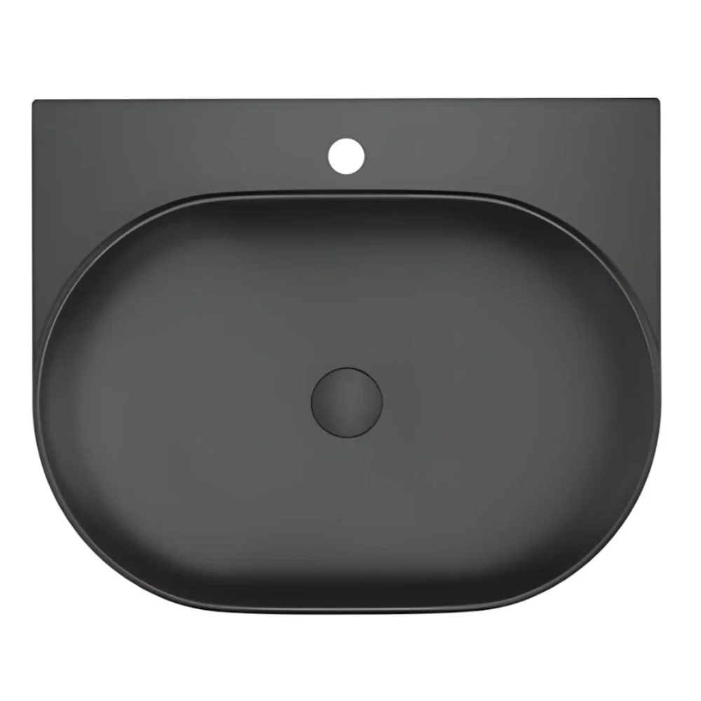Davoli 600mm Matt Black Wall Hung Basin With Support