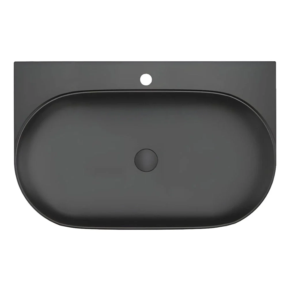 Davoli 800mm Matt Black Wall Hung Basin With Support