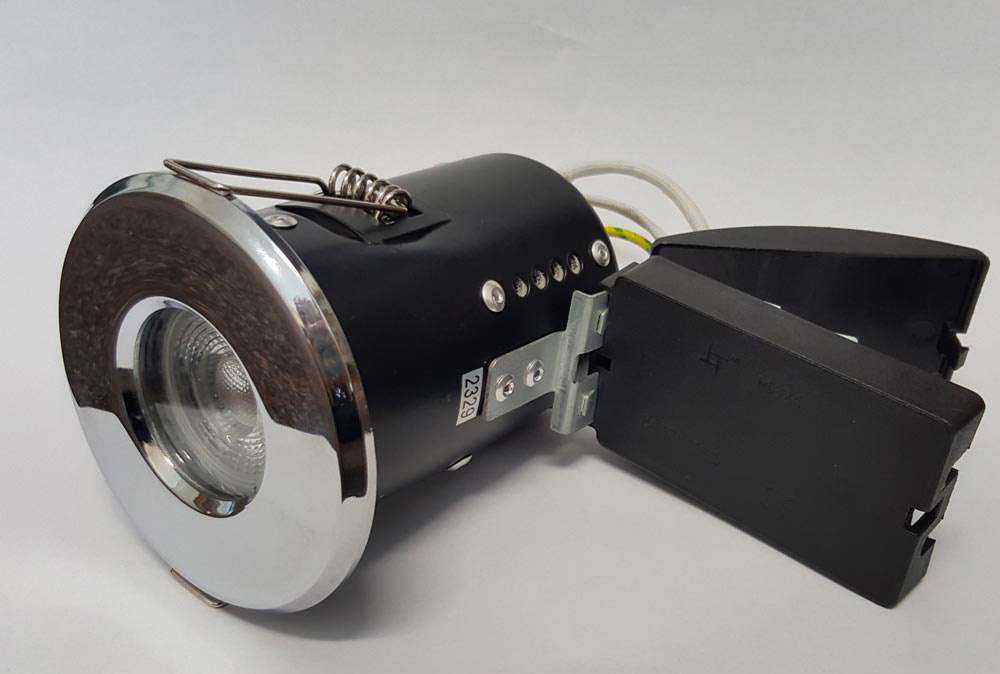 IP65 LED Downlight - Chrome - Cool White/Day Light - 430lm - Fire Rated