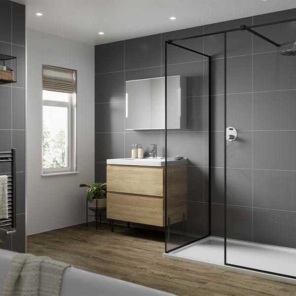 Multipanel Dust Grey Large Tile Effect Shower Board