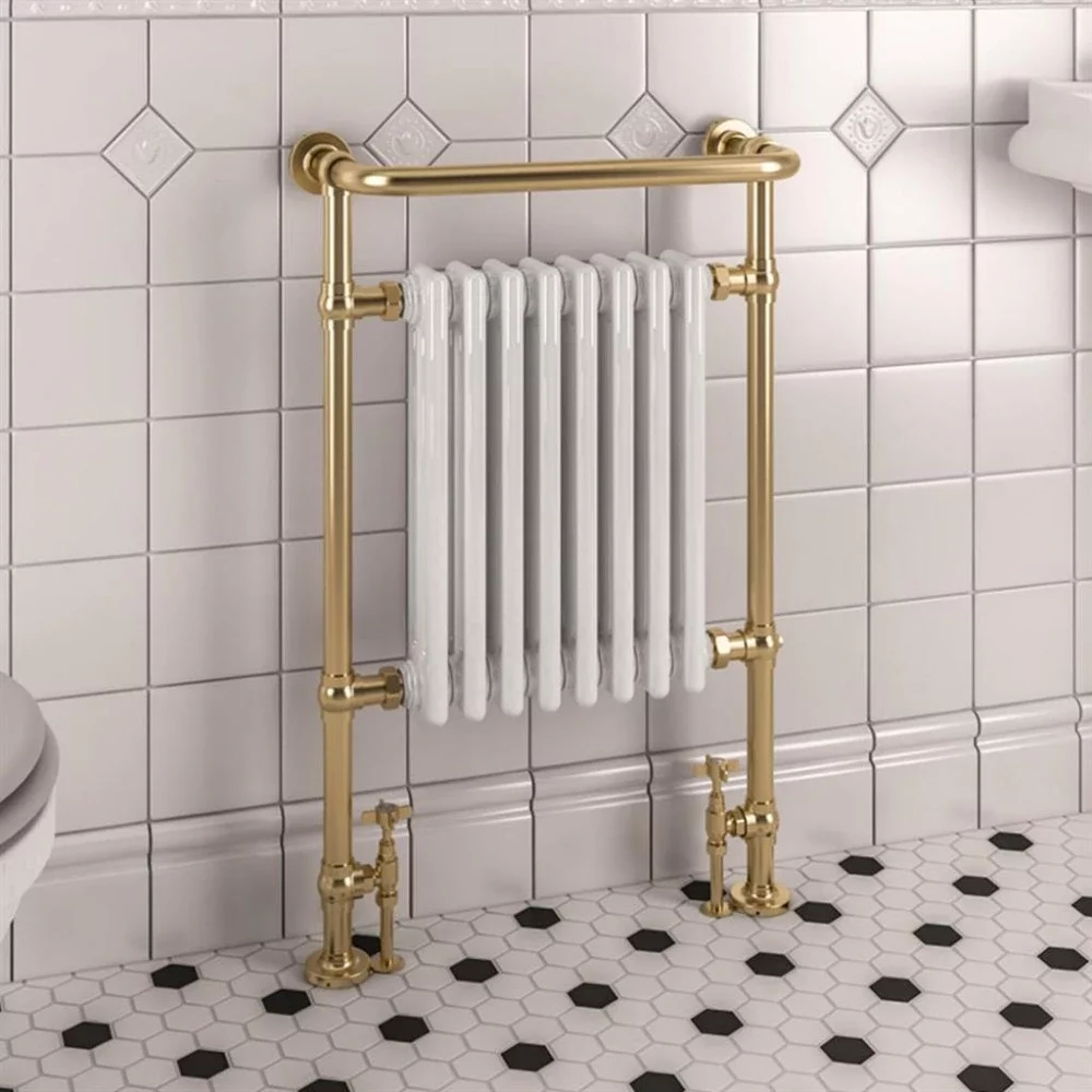 Eastbrook Isbourne Brushed Brass Traditional Towel Radiator - 41.0709
