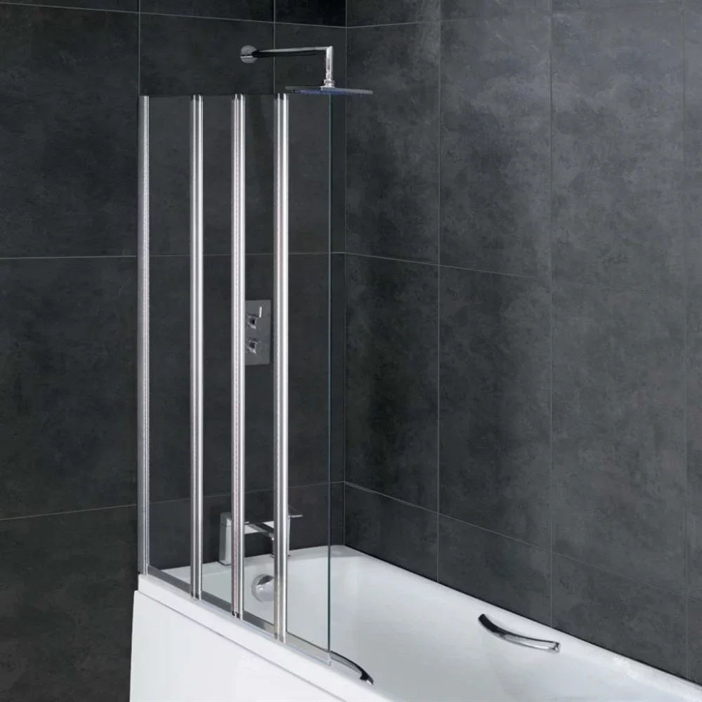 Eastbrook Volente 1 fixed 3 Fold Bath Shower Screen 1400 x 1000mm Left Hand Chrome