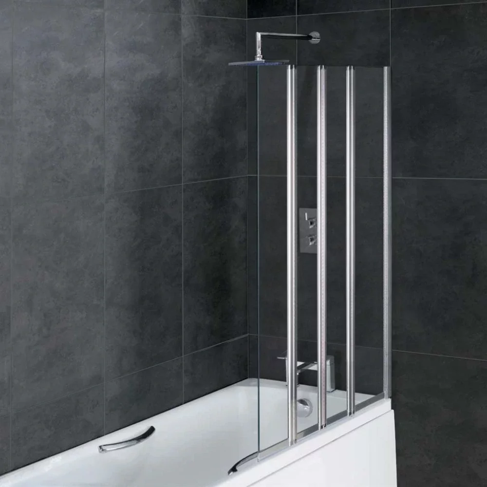 Eastbrook Volente 1 fixed 3 Fold Bath Shower Screen 1400 x 1000mm Right Hand Chrome