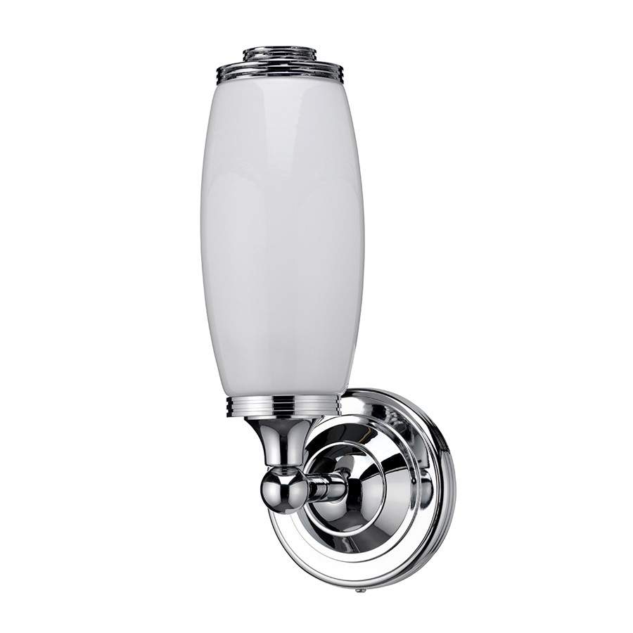 Burlington LED Bathroom Round Wall Light with Chrome Base & Opal Glass